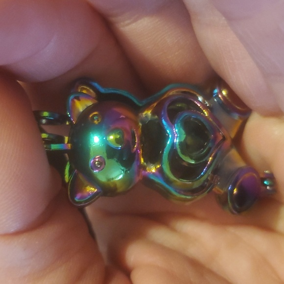 New Carved Rainbow Hematite Bear Open Pendant. - Picture 8 of 12